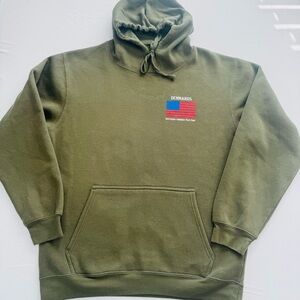 Live And Tell Apparel, Dennards Army Green Hoodie With Flag Logo, L, EUC